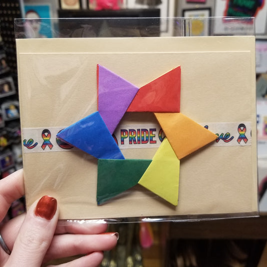 Rainbow Pride Star ORIGAMI Greeting CARD