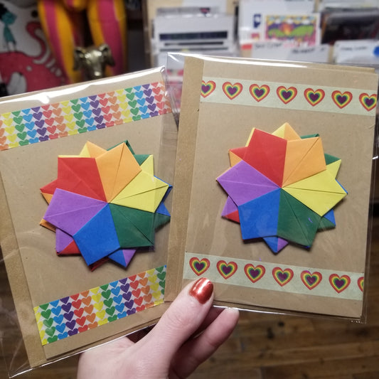 Rainbow Starburst ORIGAMI Greeting CARD