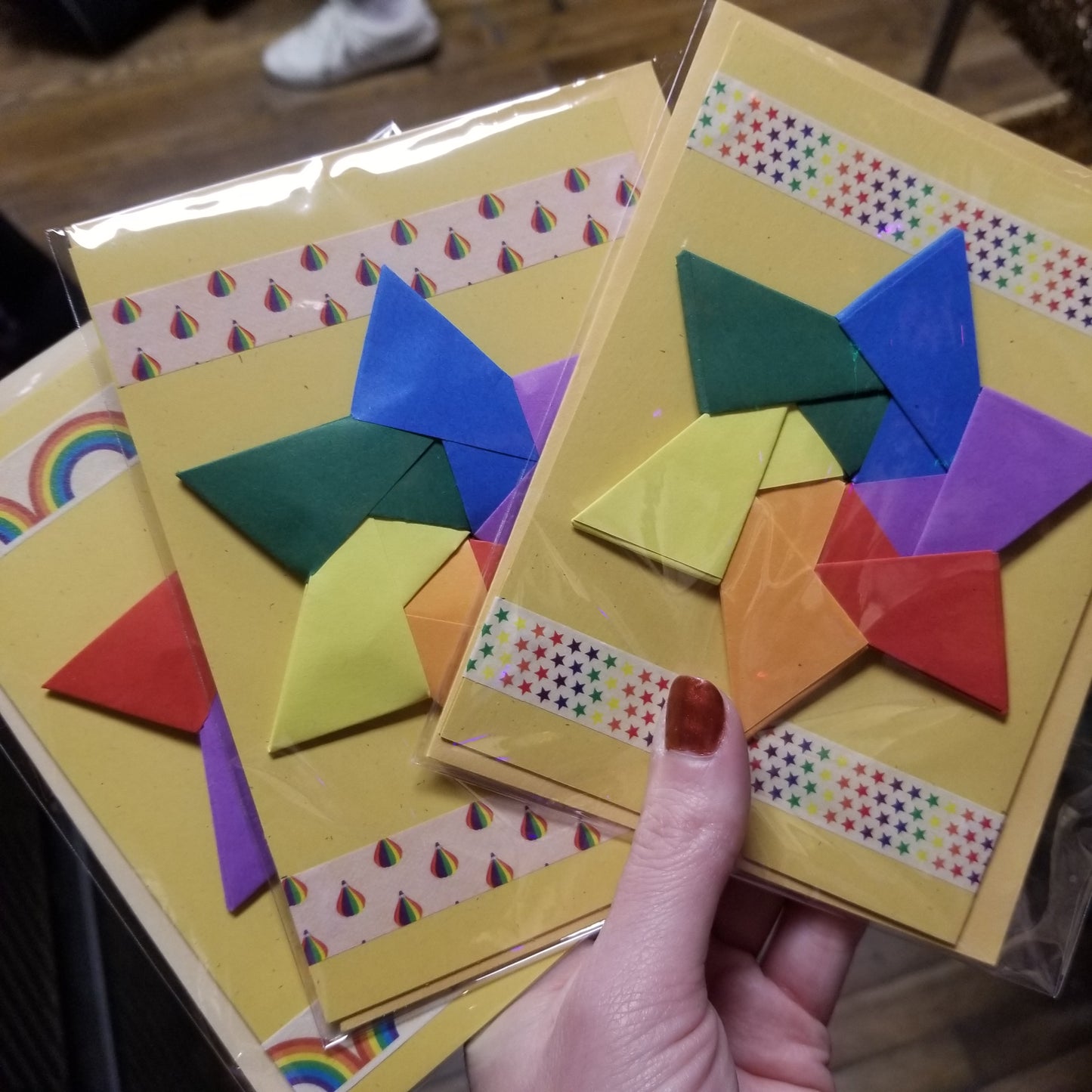 Rainbow Star ORIGAMI Greeting CARD