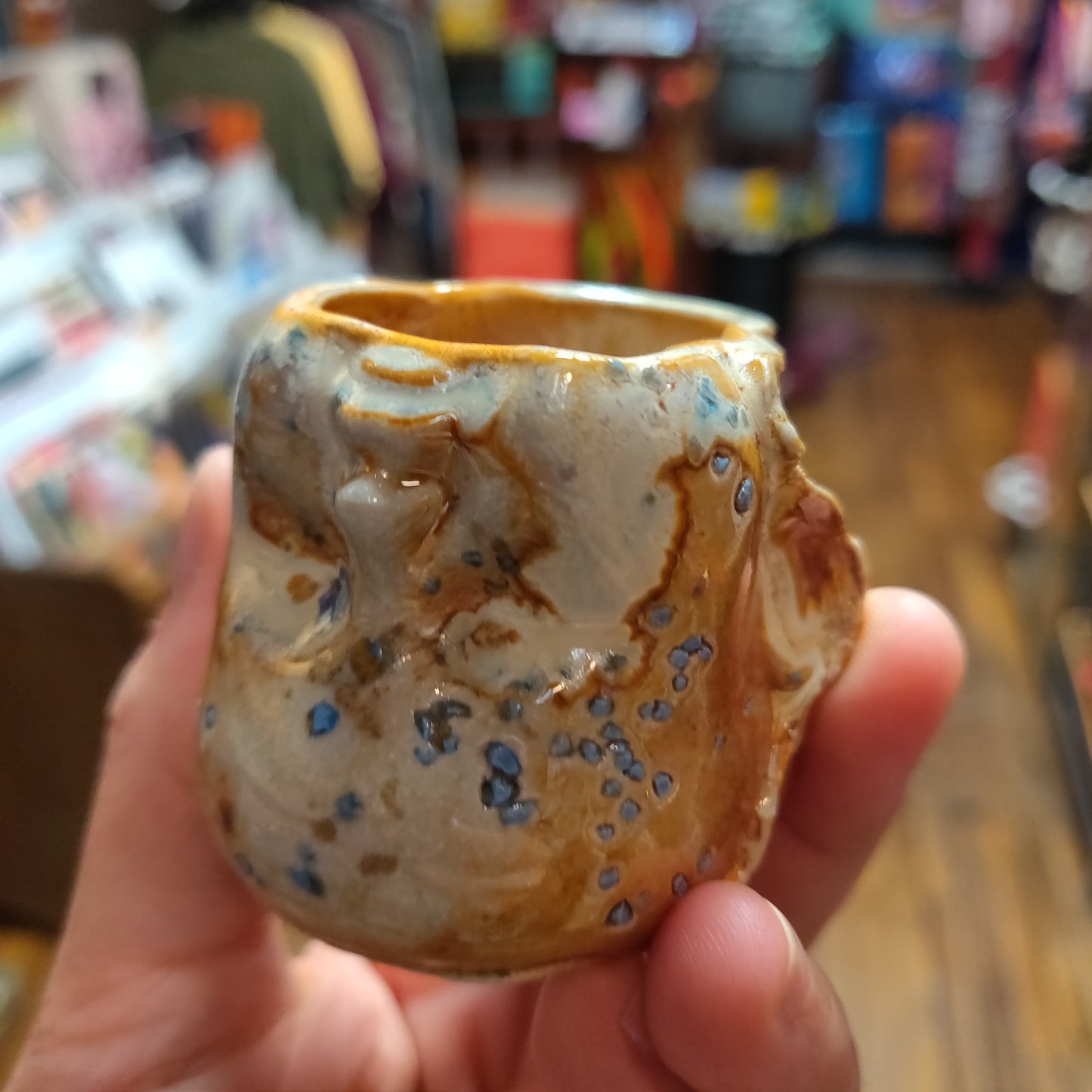 Small Blue Speckled Beeb CUP