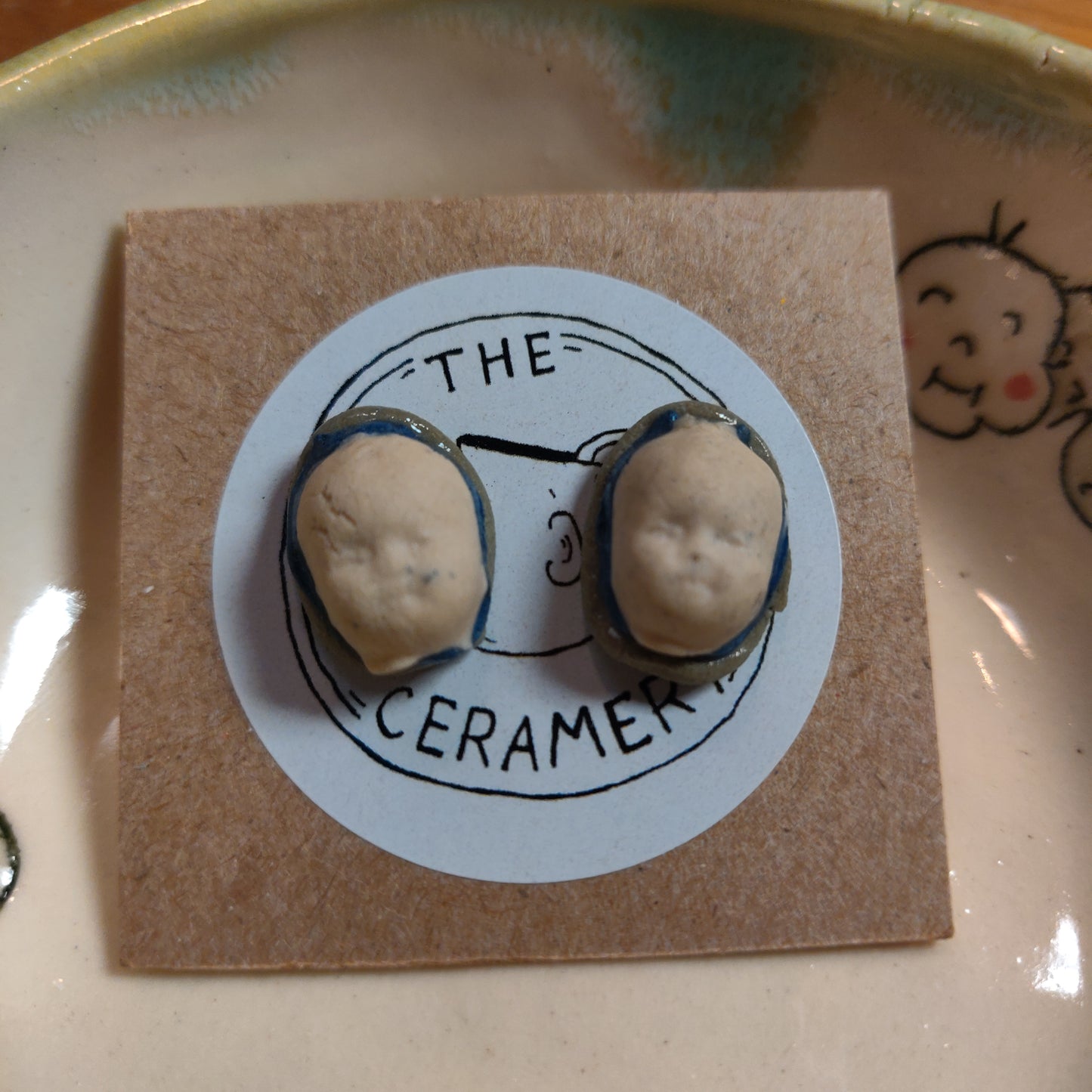 Small Beeb Baby Head EARRINGS by The Ceramery