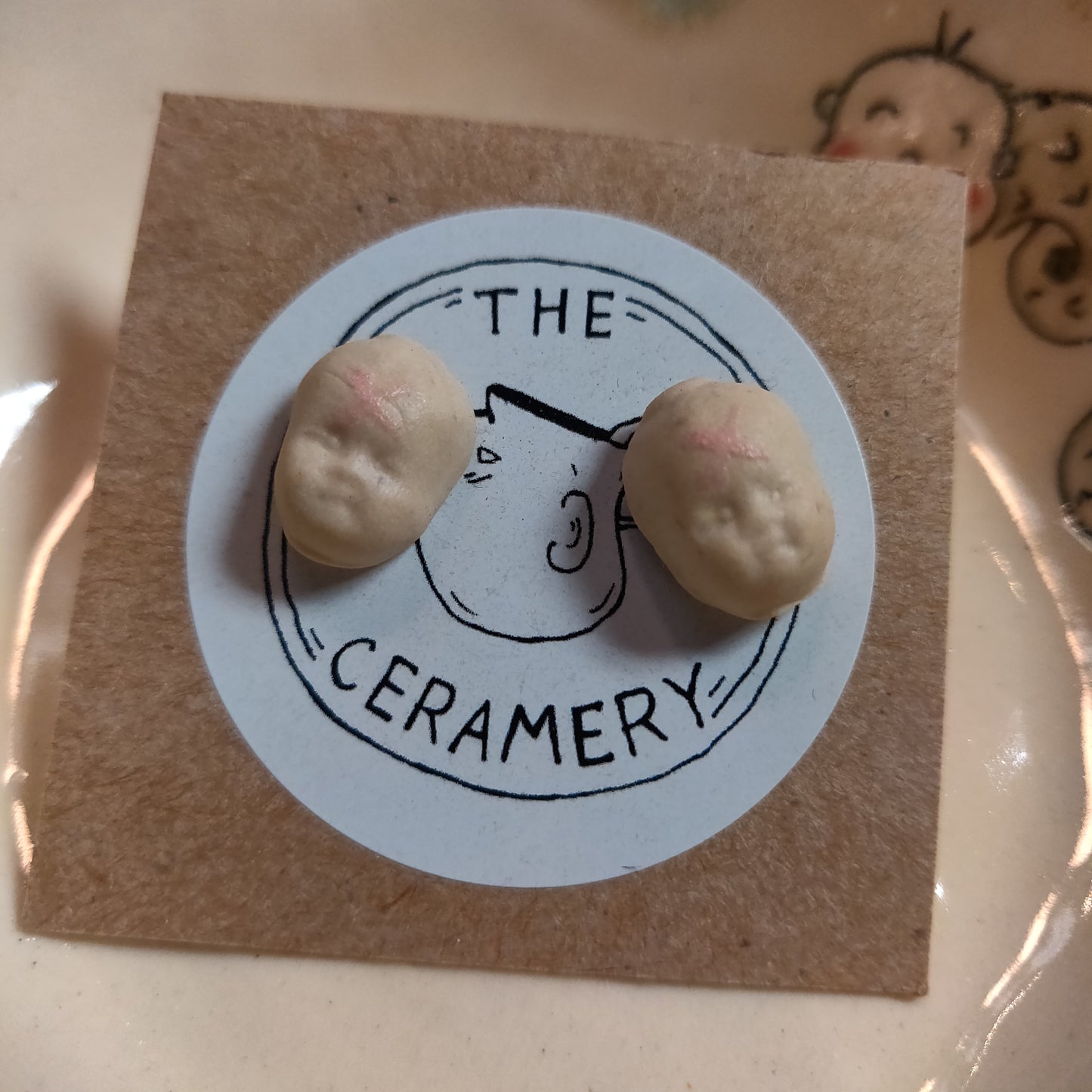 Small Beeb Baby Head EARRINGS by The Ceramery