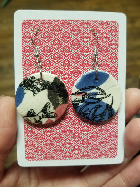 Under the Sea Ceramic Disc EARRINGS by Skullduggery Studio