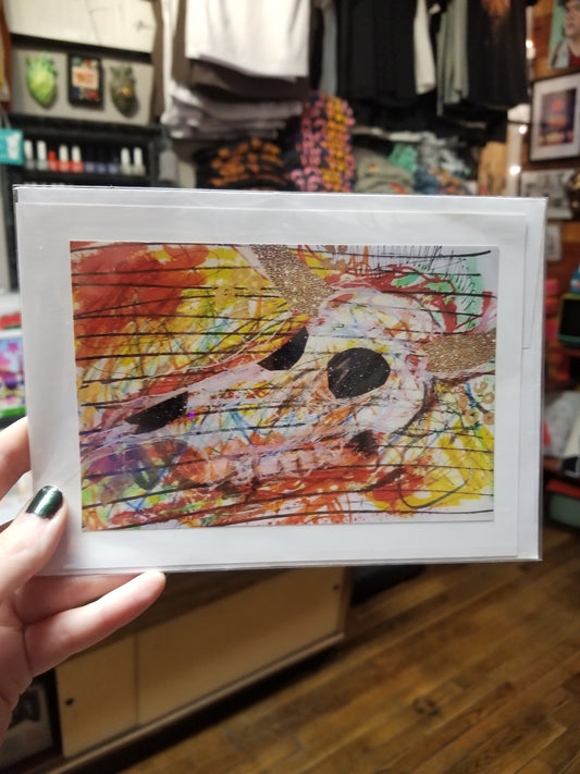 Cow Skull GREETING CARD/ ART PRINT by Skullduggery Studio