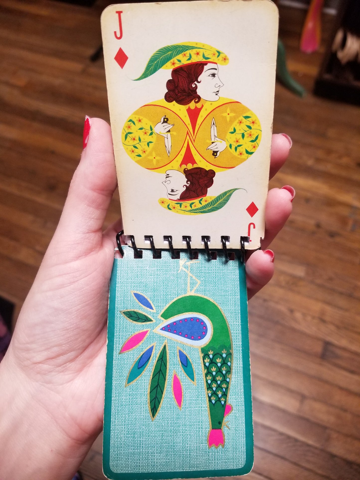 Upcycled Rooster / Playing Cards Mini NOTEBOOKs