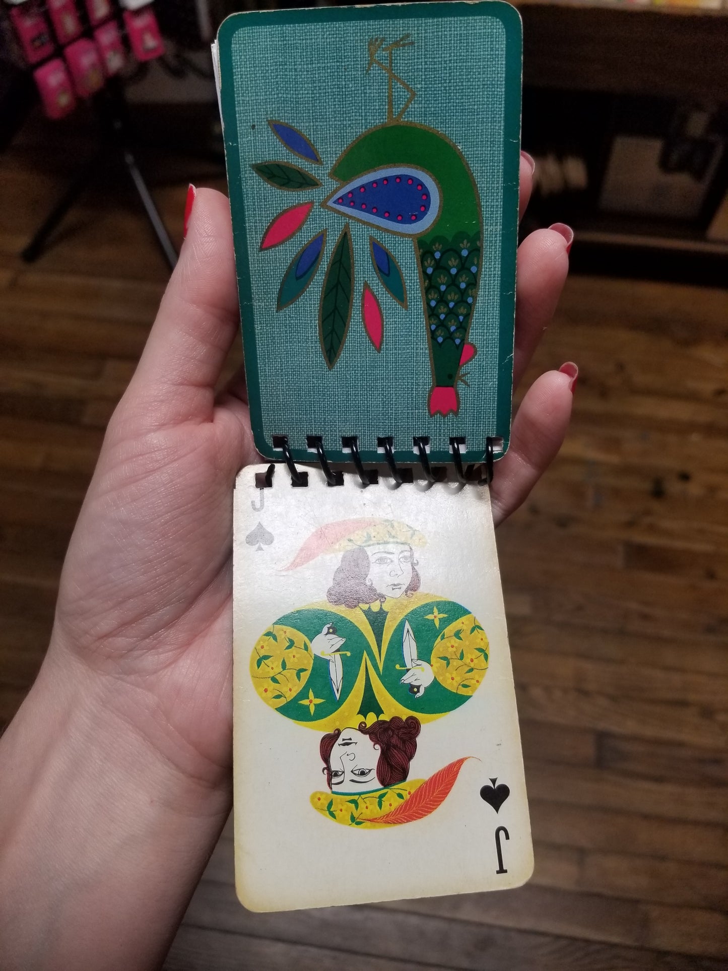 Upcycled Rooster / Playing Cards Mini NOTEBOOKs