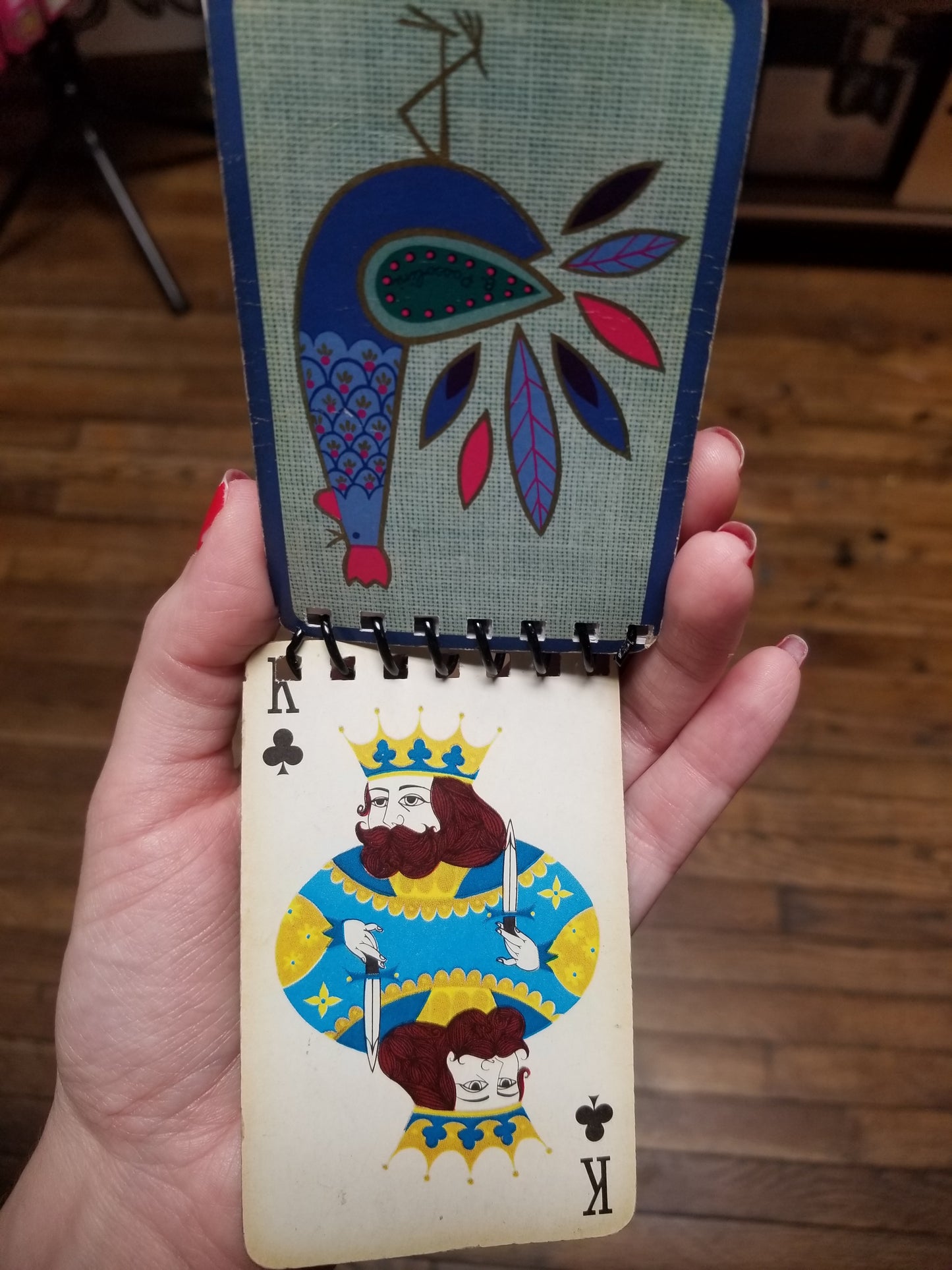 Upcycled Rooster / Playing Cards Mini NOTEBOOKs