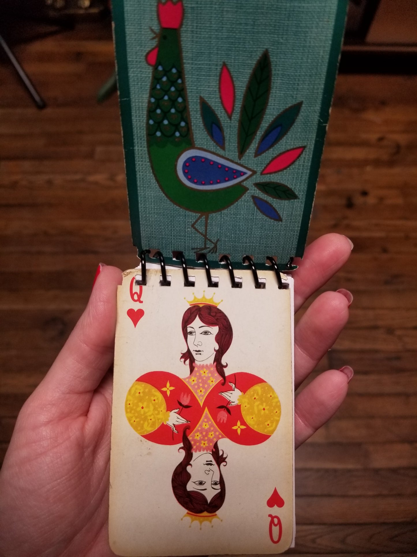 Upcycled Rooster / Playing Cards Mini NOTEBOOKs