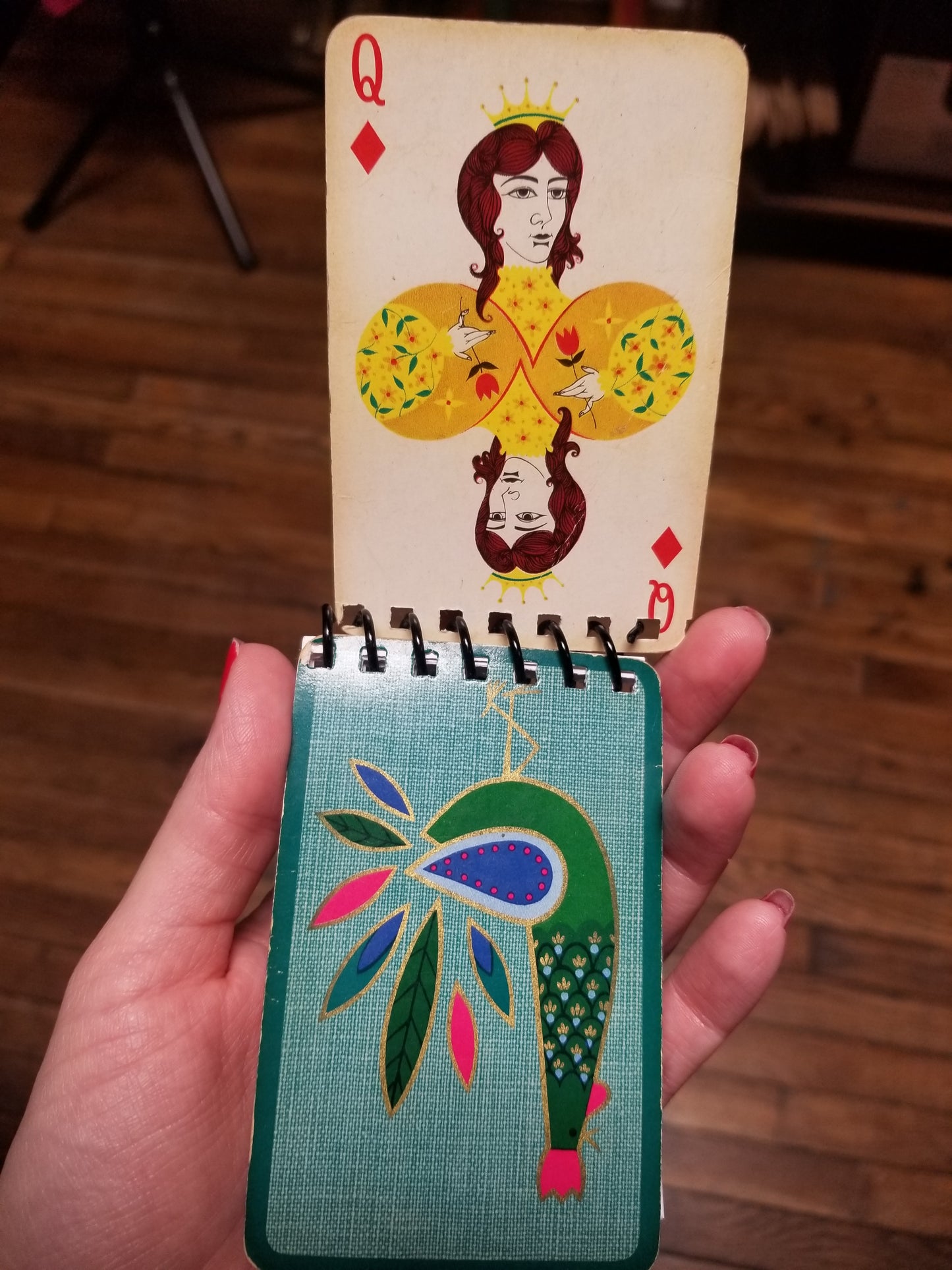 Upcycled Rooster / Playing Cards Mini NOTEBOOKs