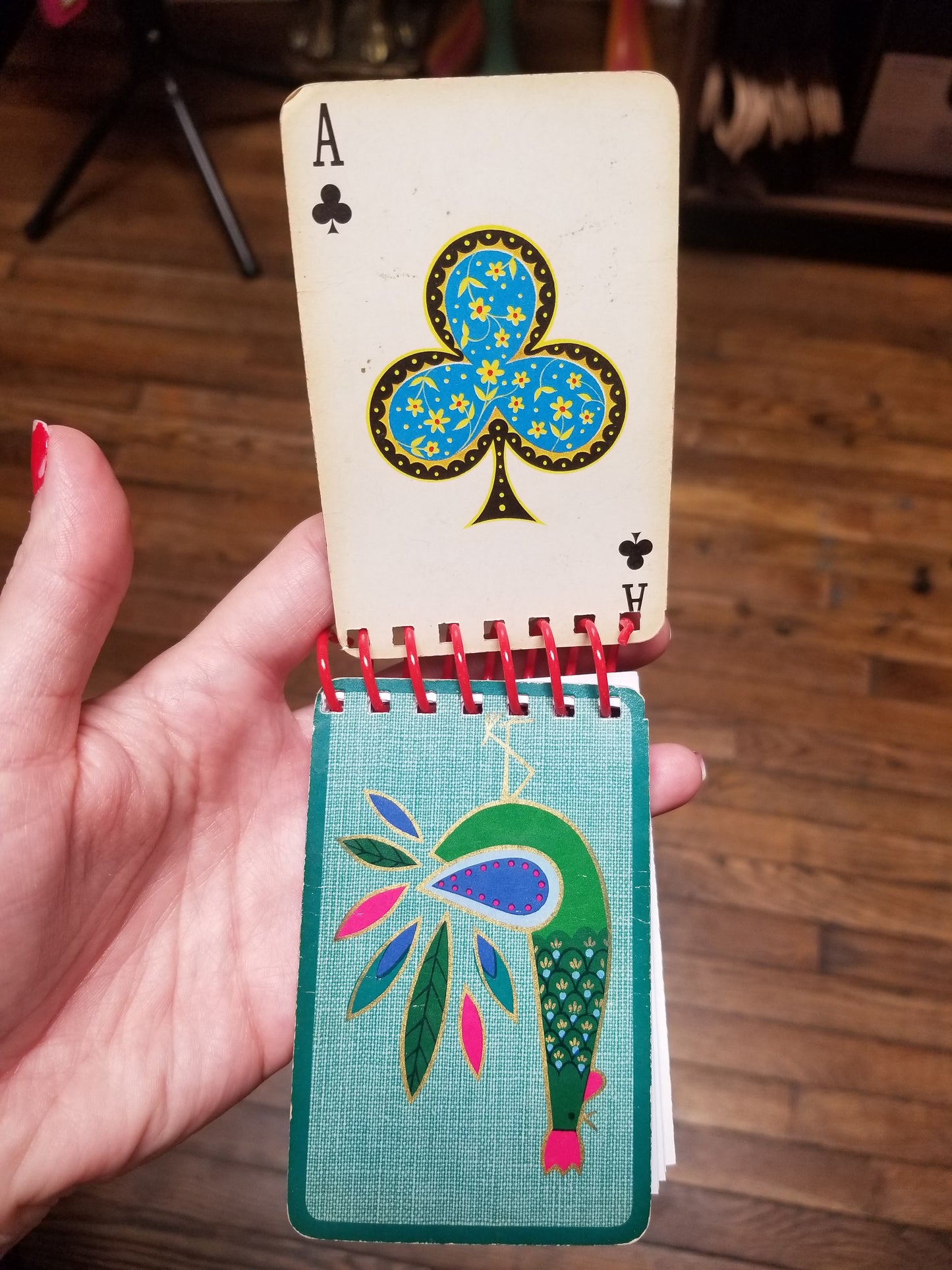 Upcycled Rooster / Playing Cards Mini NOTEBOOKs