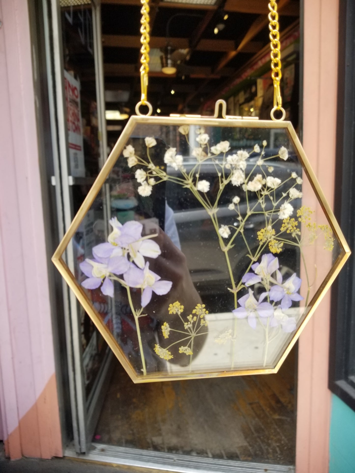 Pressed Flower - Purple and White Glass WALL HANGING