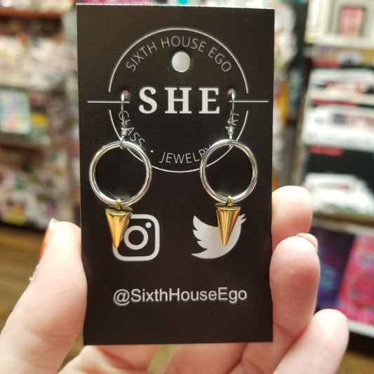 Zero Large Gold Spike EARRINGS by Sixth House Ego
