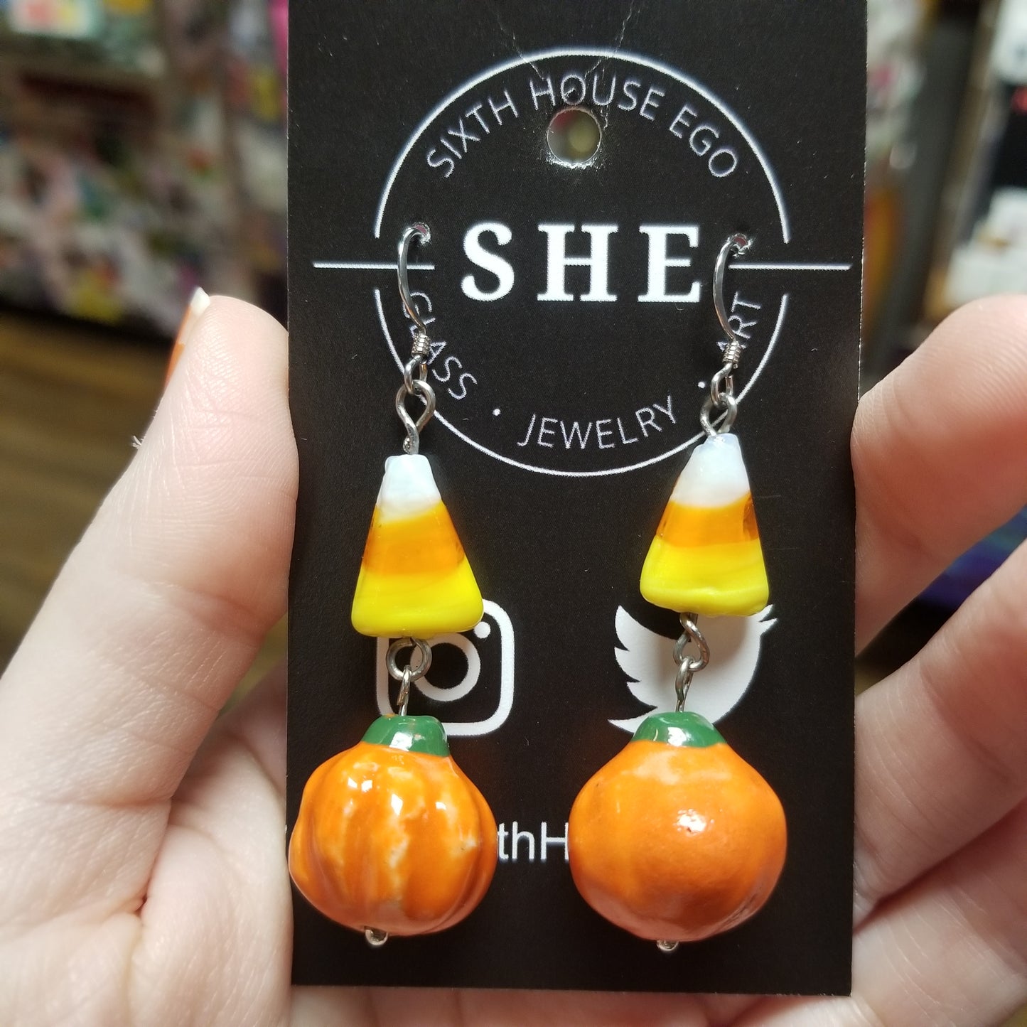 Candy Corn and Pumpkin EARRINGS by Sixth House Ego