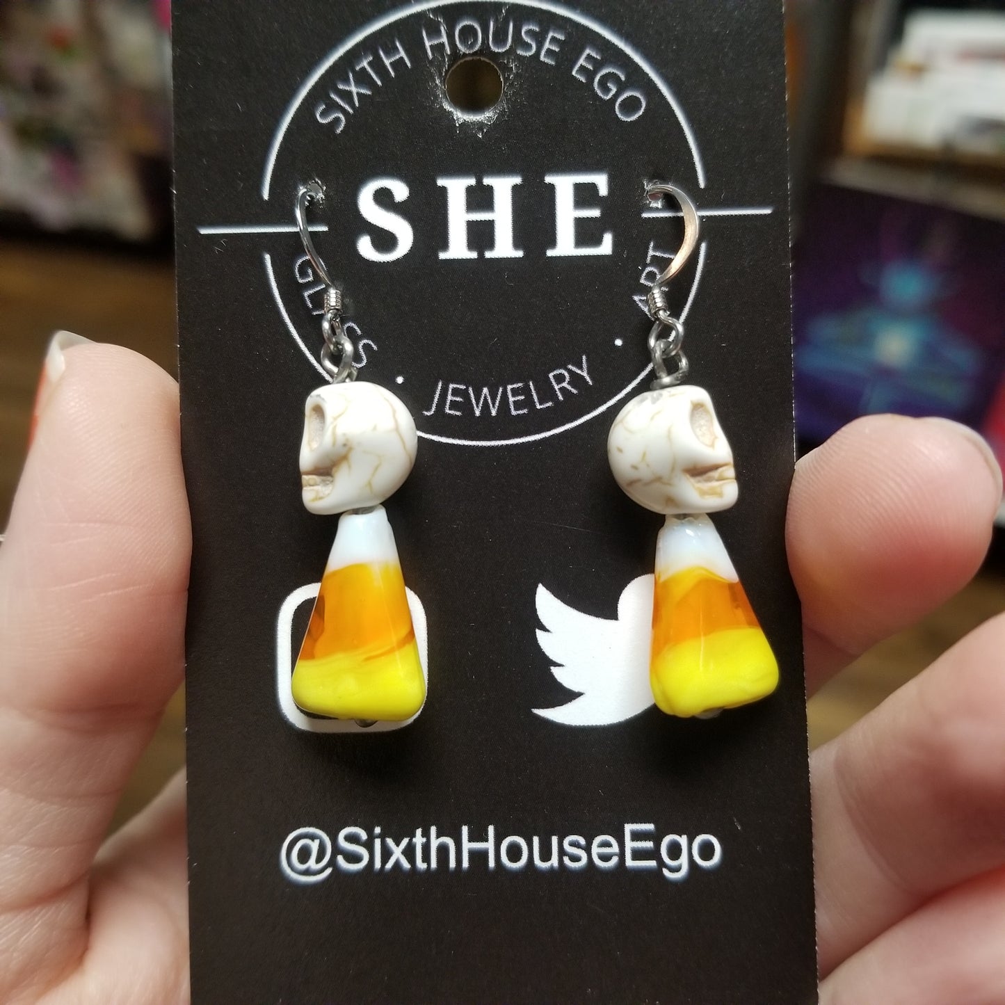 Skull and Candy Corn EARRINGS by Sixth House Ego