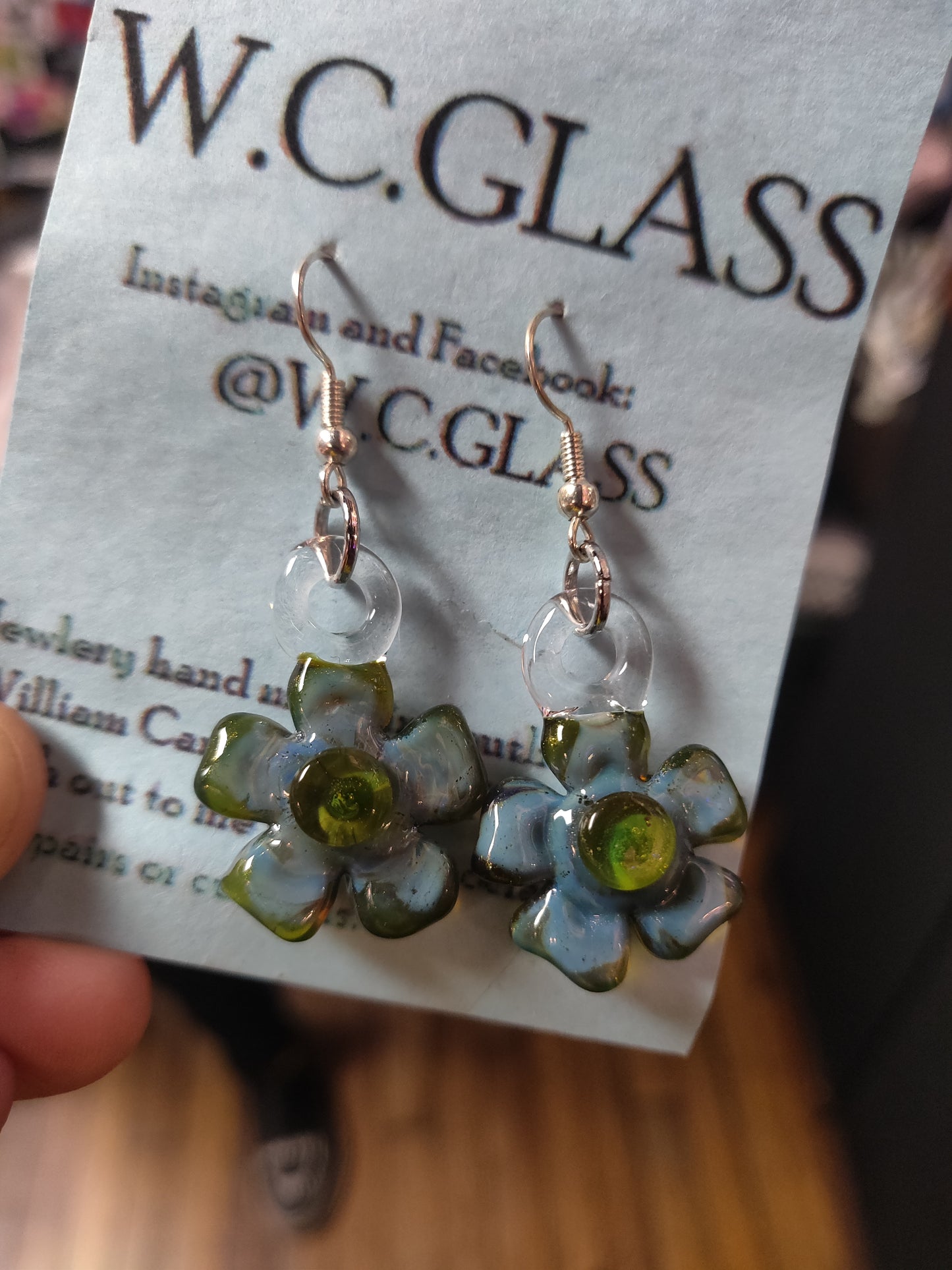 Flower Blown Glass EARRINGS by W.C. Glass