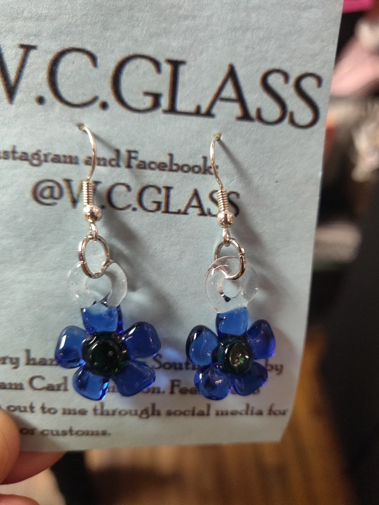 Flower Blown Glass EARRINGS by W.C. Glass