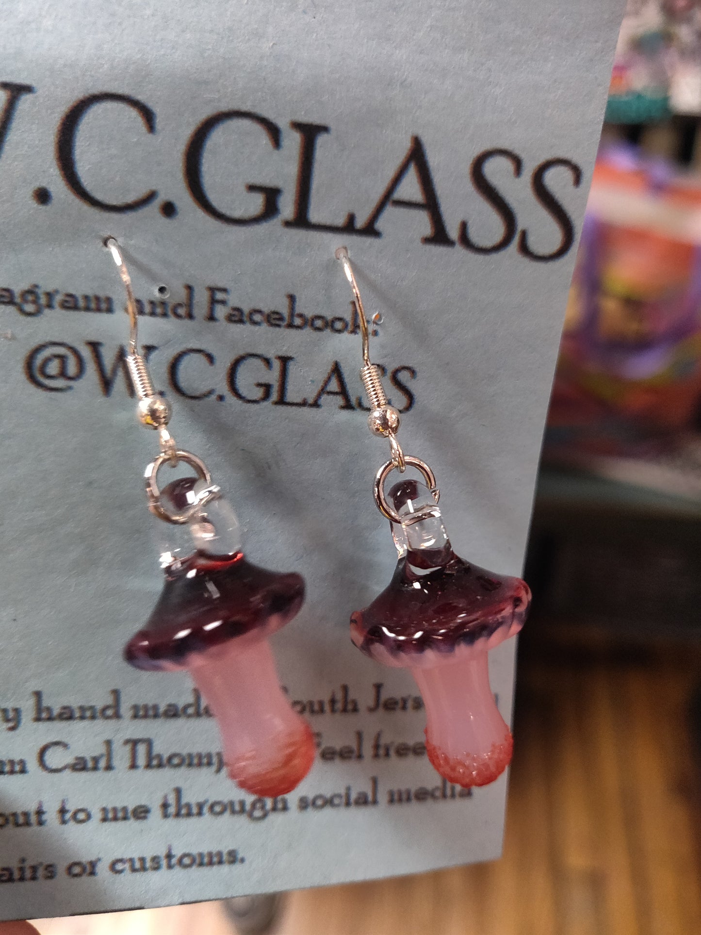 Mushroom Blown Glass EARRINGS by W.C. Glass