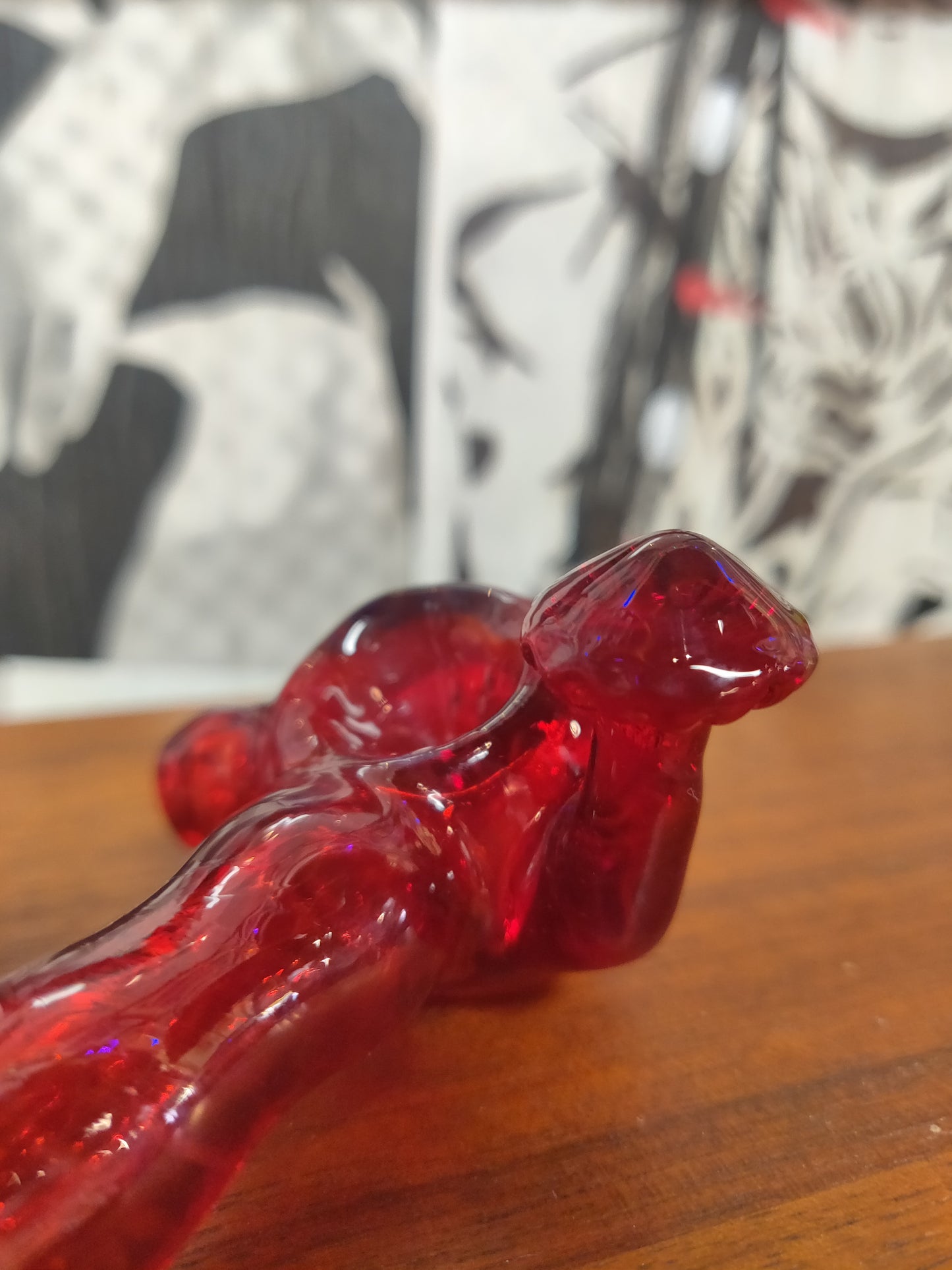 Glass Piece [ Red- Mushroom ] by W.C. Glass