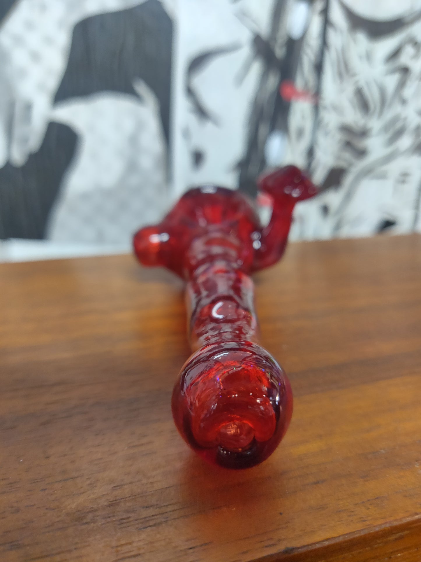 Glass Piece [ Red- Mushroom ] by W.C. Glass