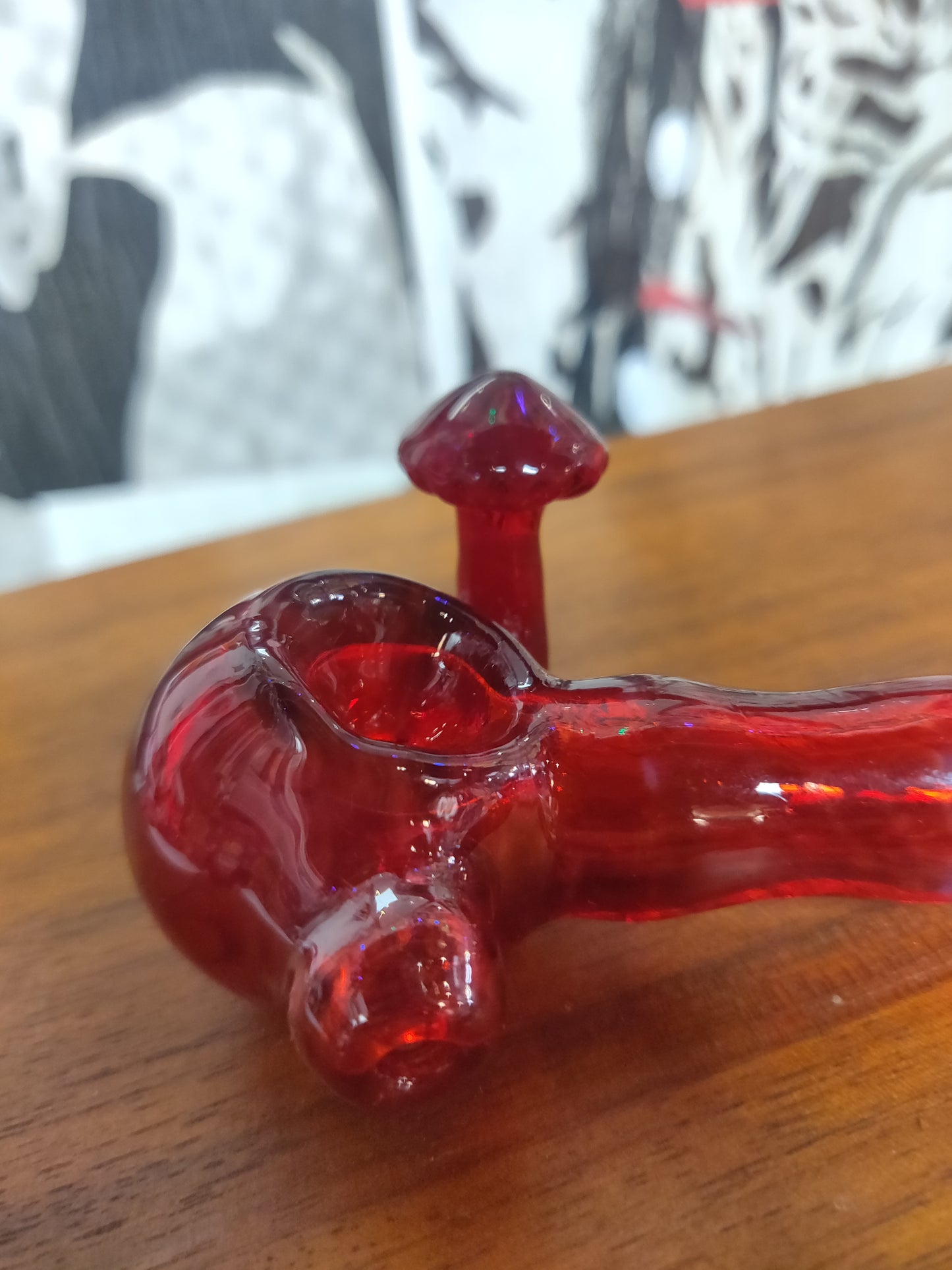 Glass Piece [ Red- Mushroom ] by W.C. Glass