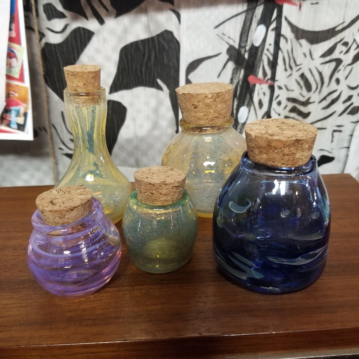 Blown Glass Vessels with Cork Tops by W.C. Glass