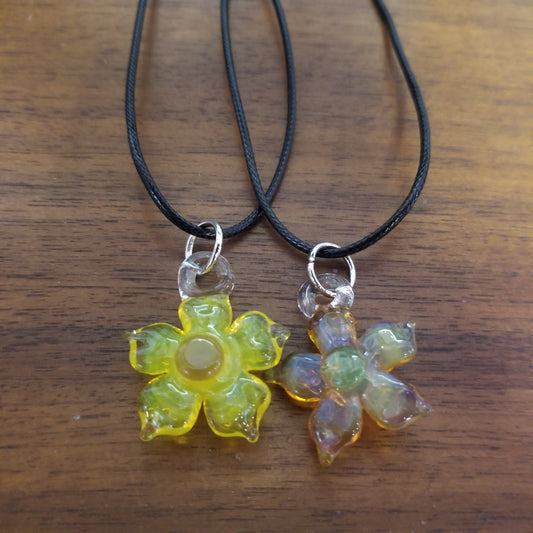 Flower Blown Glass Pendants NECKLACE by W.C. Glass