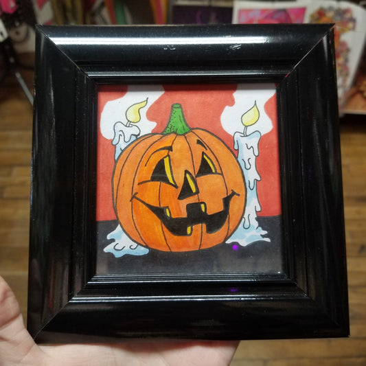 Pumpkin Candles Framed  WALL ART