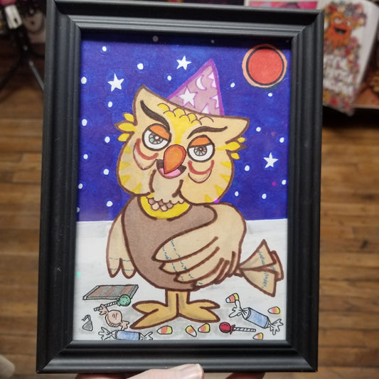 Owl Wizard Framed  WALL ART