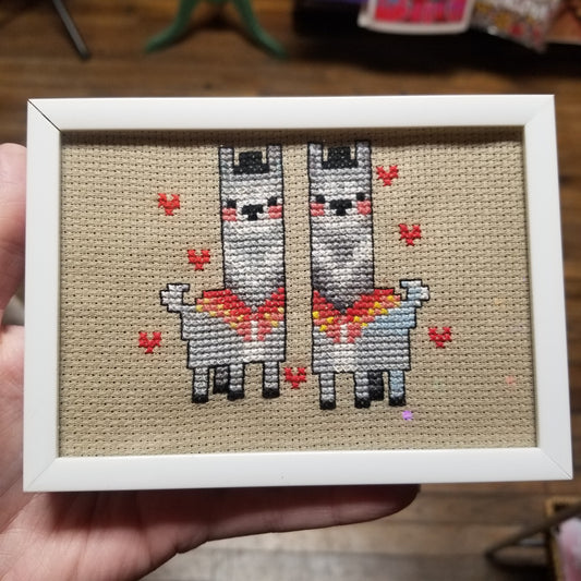 Llamas Framed Cross-Stitch