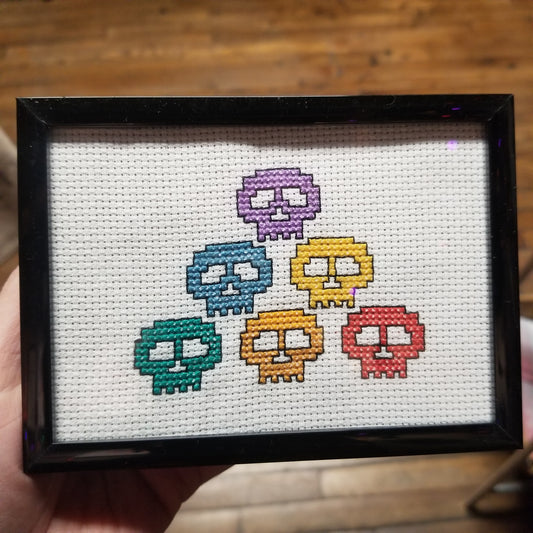 Skull Pyramid  Framed Cross-Stitch