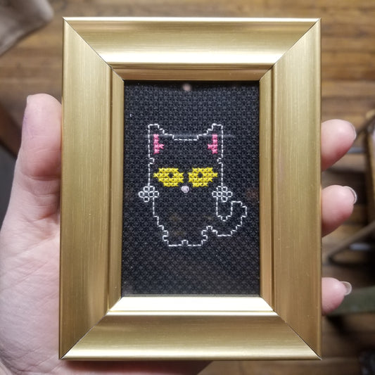 Black Cat Framed Cross-Stitch