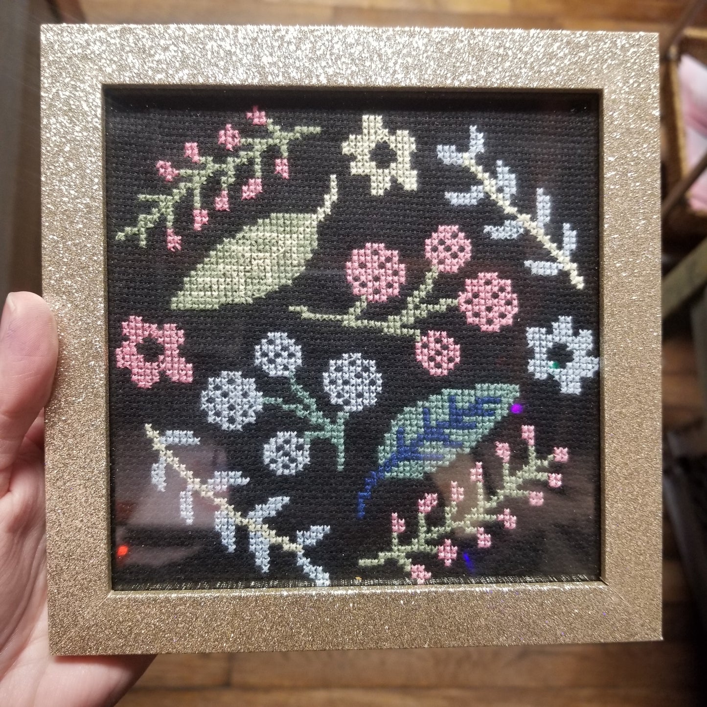 Floral Framed Cross-Stitch