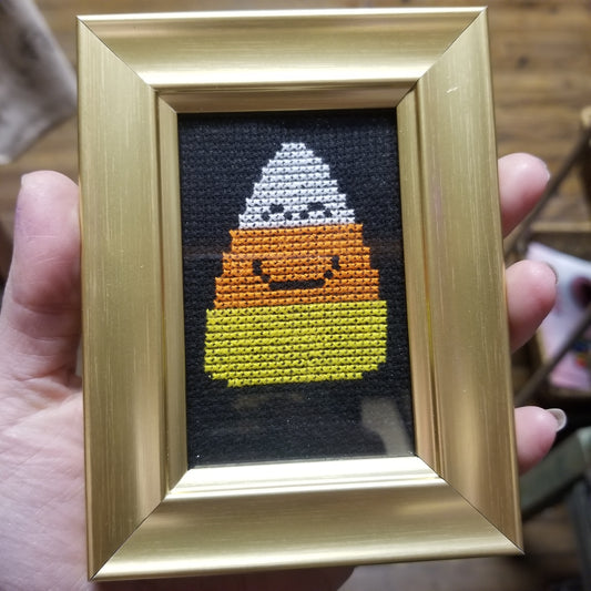 Candy Corn Framed Cross-Stitch