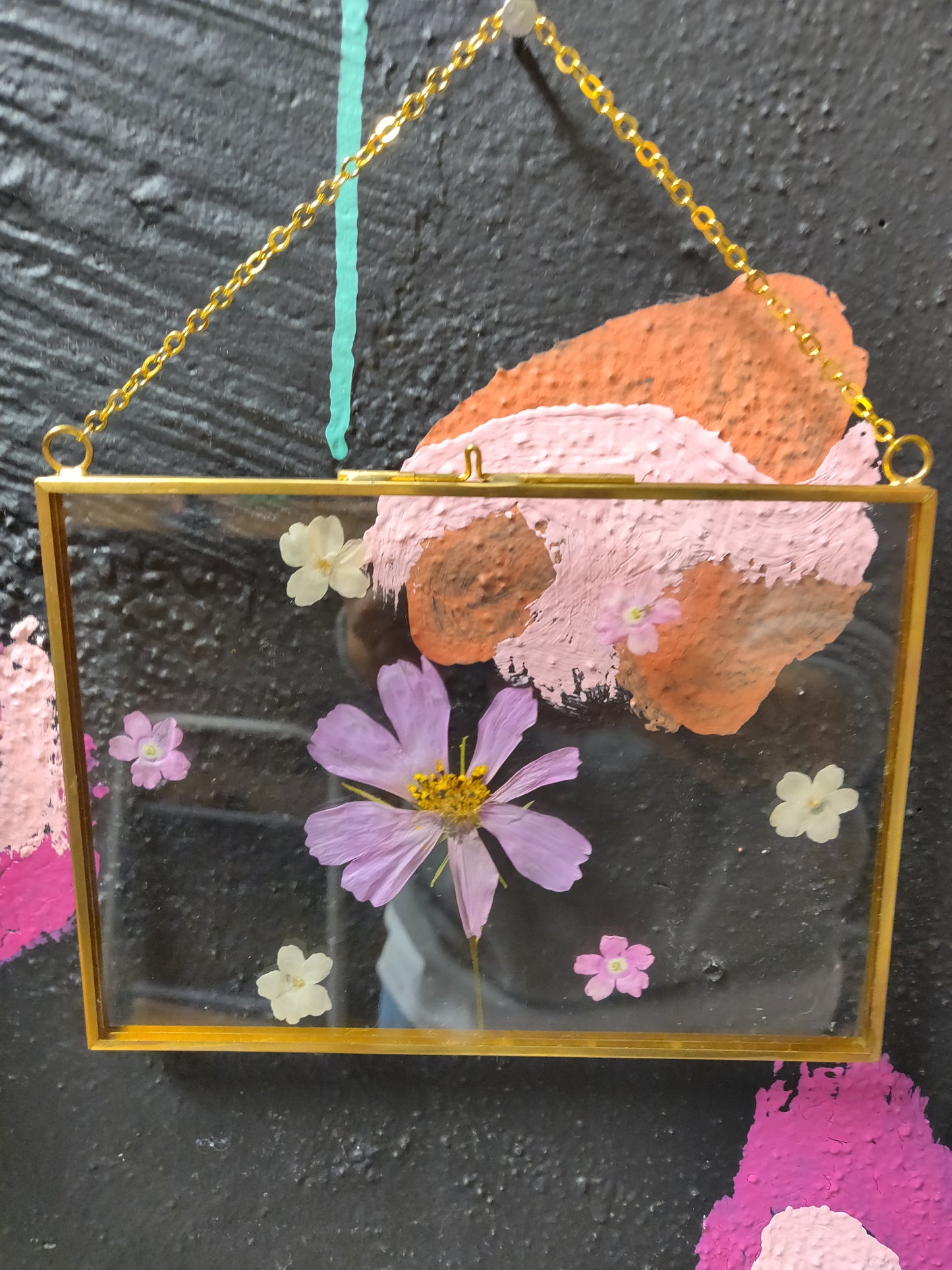 Pressed Flower - Purple and White Rectangle Glass WALL HANGING