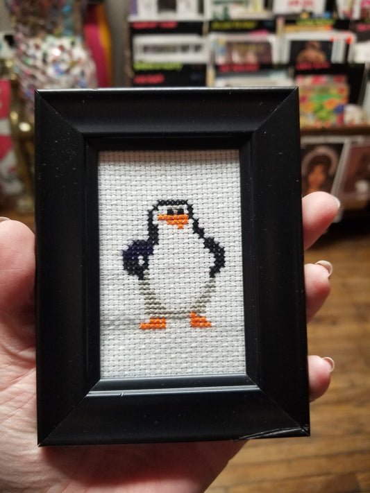 Penguin Framed Cross-Stitch