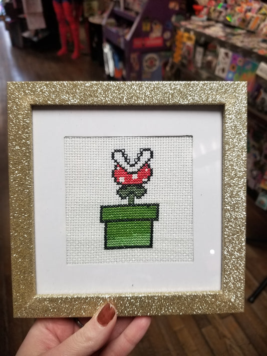 Killer Plant Framed Cross-Stitch