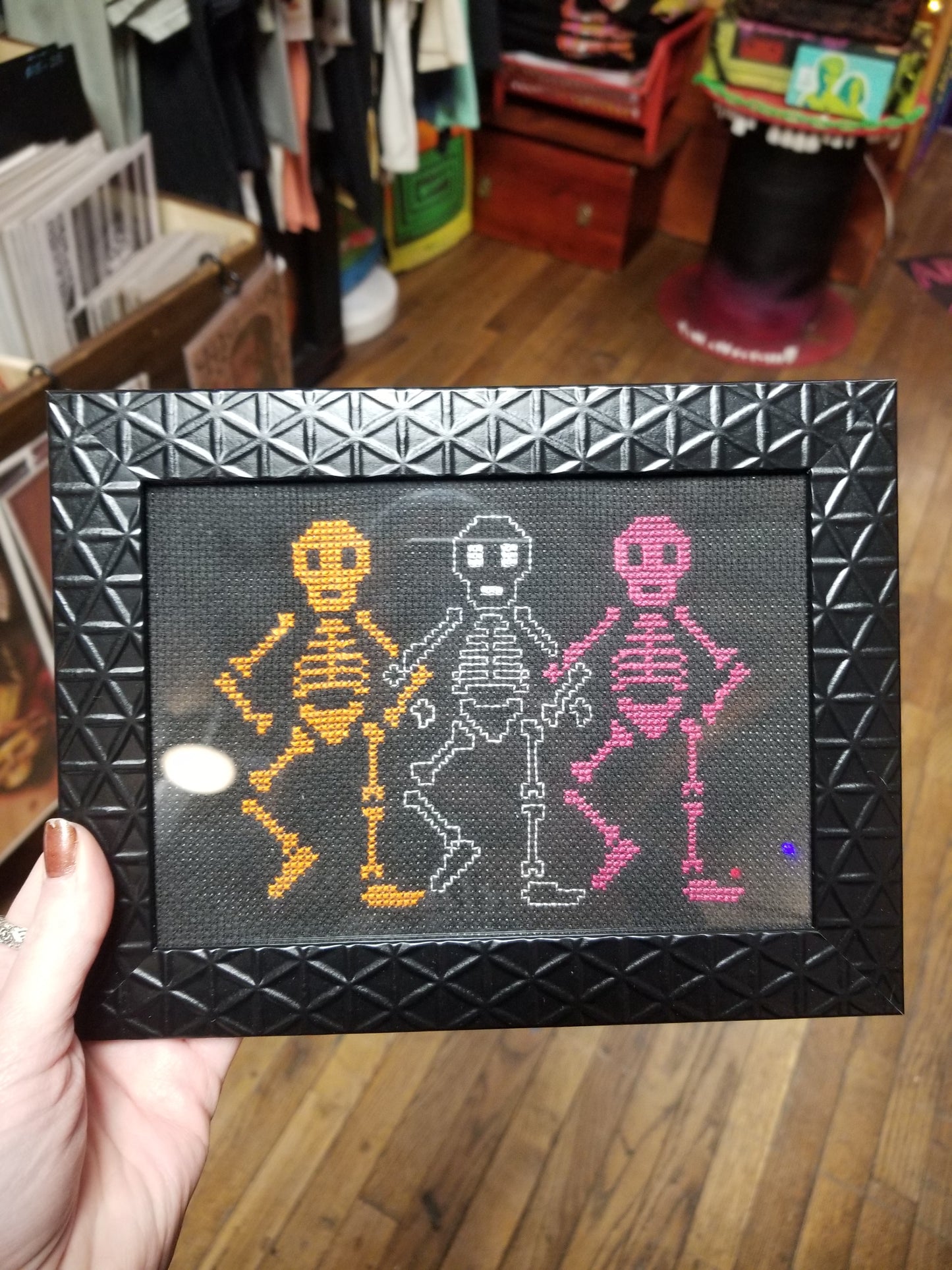 Skeletons x 3 Framed Cross-Stitch