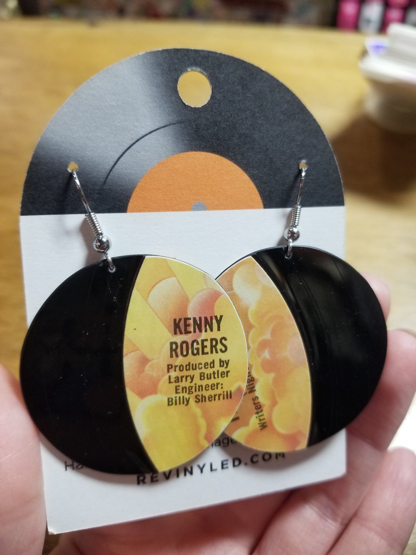 SS134 Kenny Rogers Vinyl Record EARRINGS