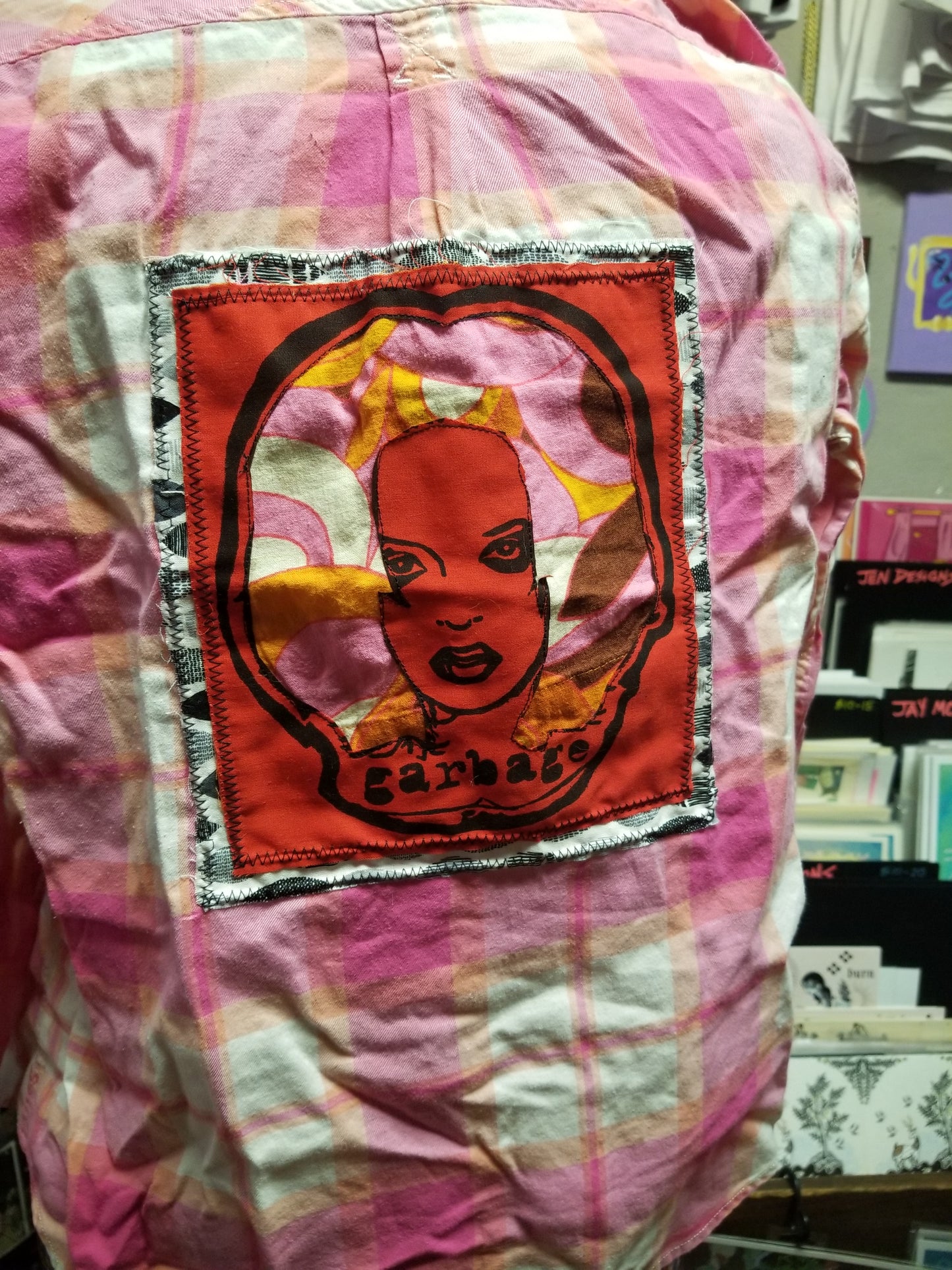Shirley Manson Customized Upcycled Plaid Long Sleeve Shirt