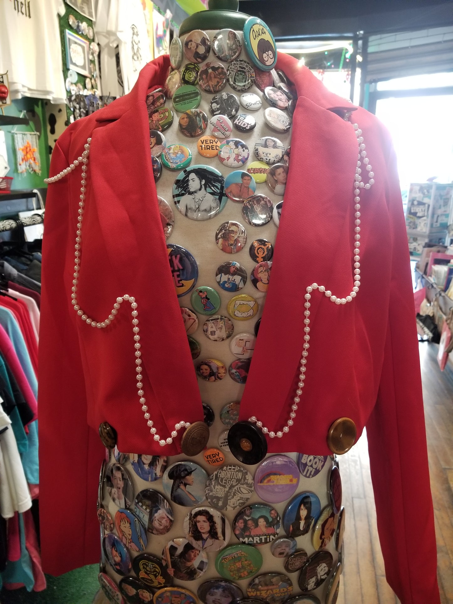 Pearl Sel Customized Upcycled Red Bolero Jacket