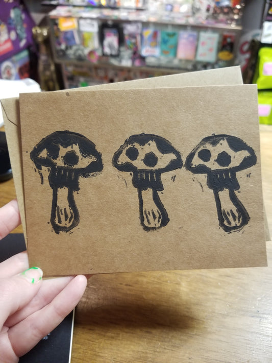 Mushrooms Block Printed GREETING CARD