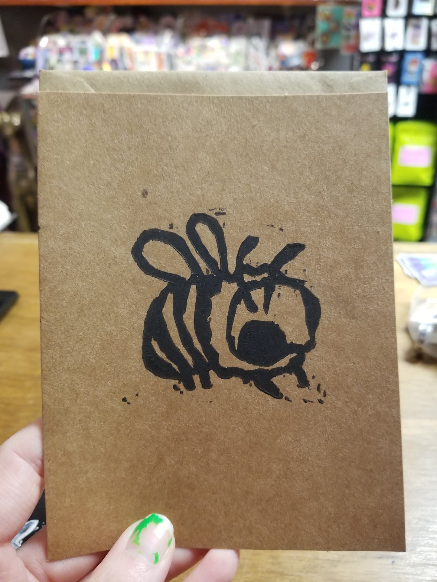 Bee Block Printed GREETING CARD