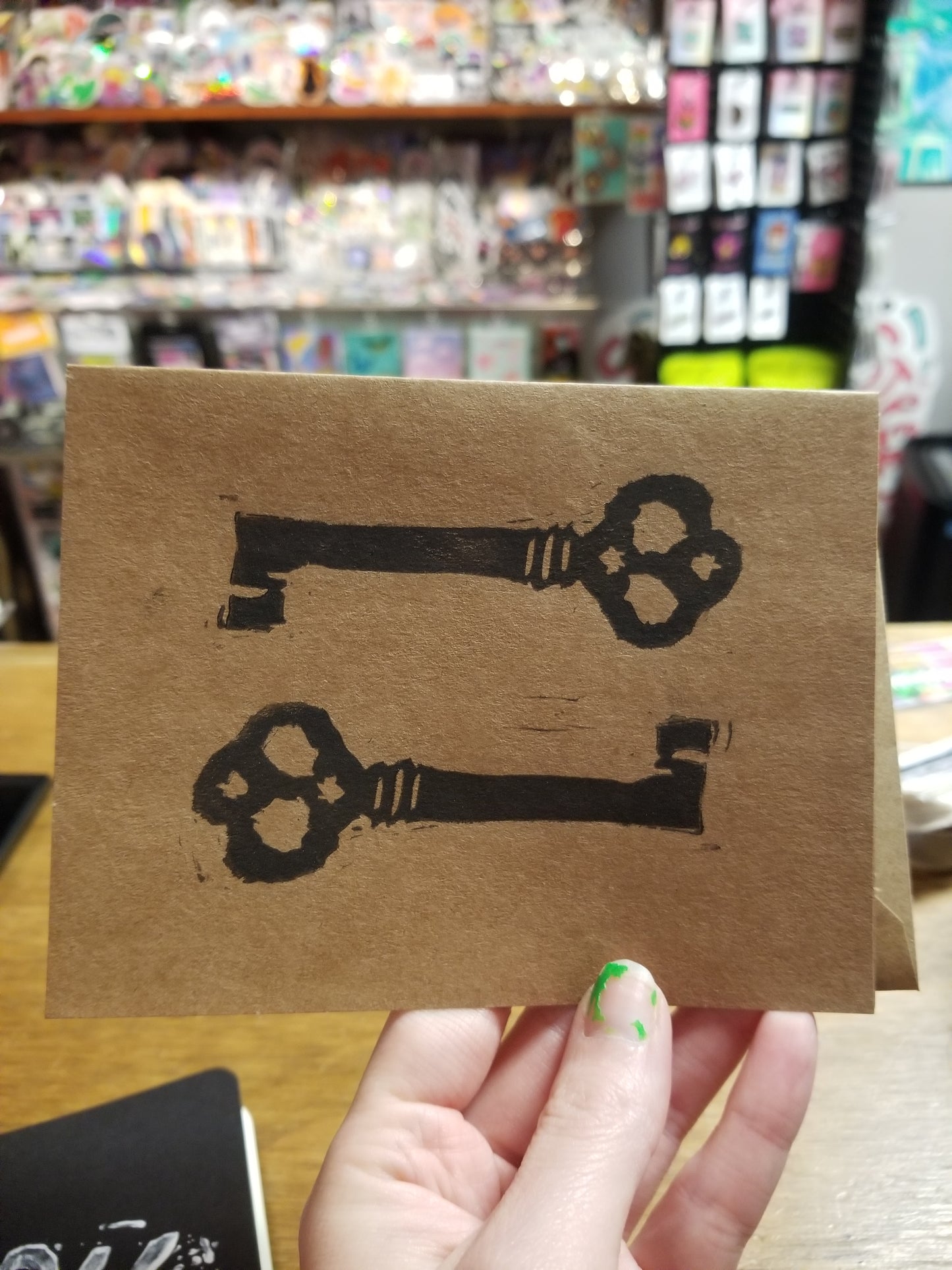 Keys Block Printed GREETING CARD