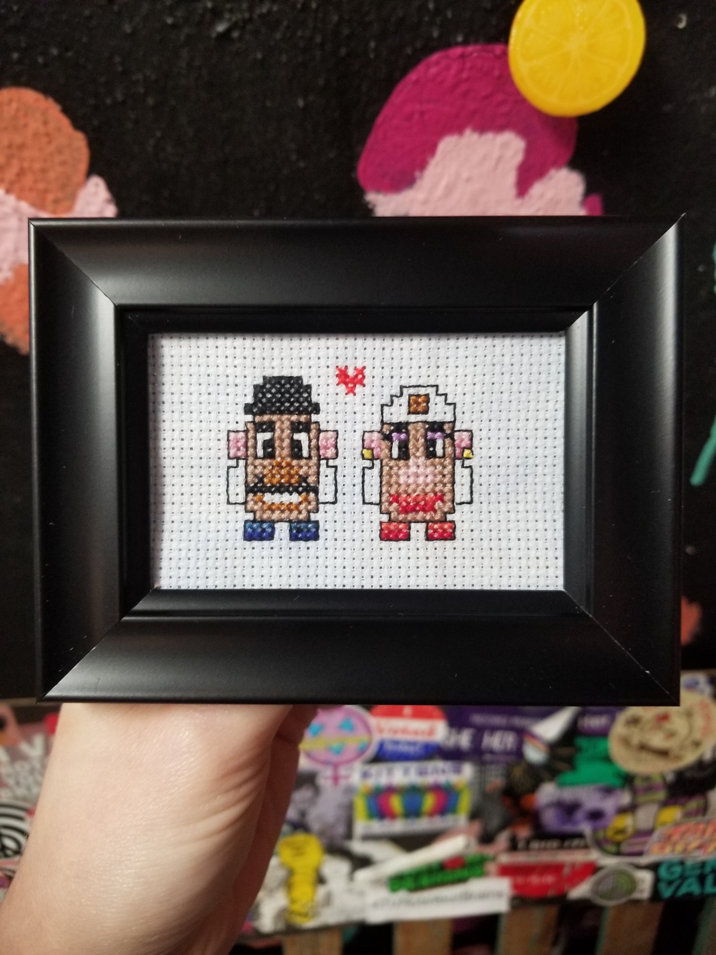 Potatoes In Love Framed Cross-Stitch