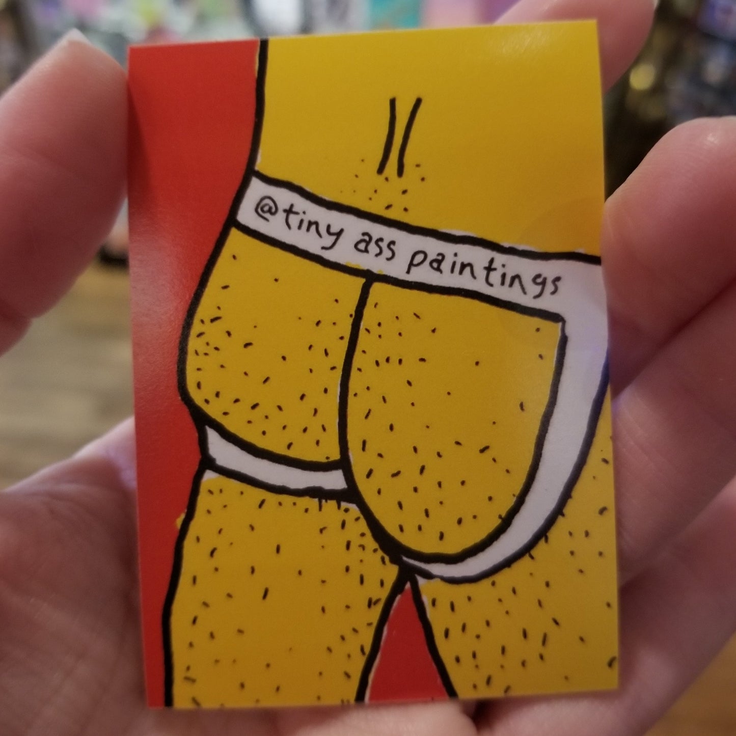 Red and Yellow Jock STICKER by Tiny Ass Paintings