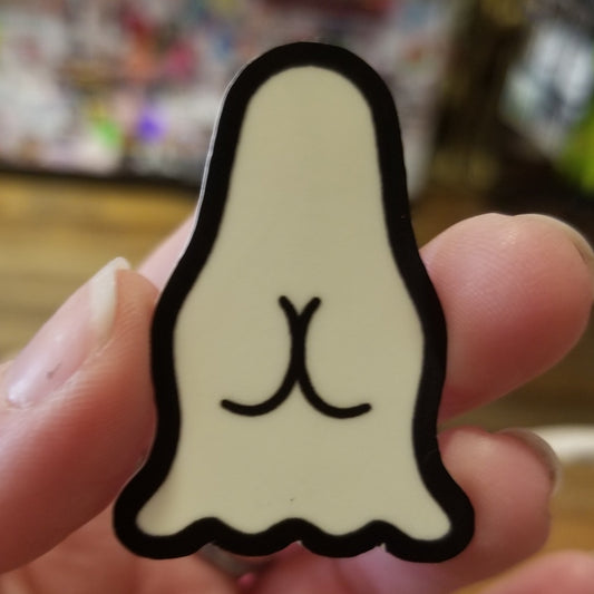 Glow In The Dark Ghost Fancy Ass STICKER by Tiny Ass Paintings