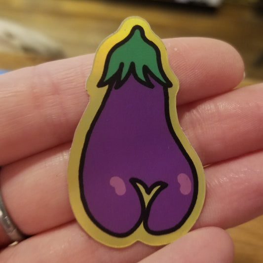 Eggplant Fancy Ass STICKER by Tiny Ass Paintings