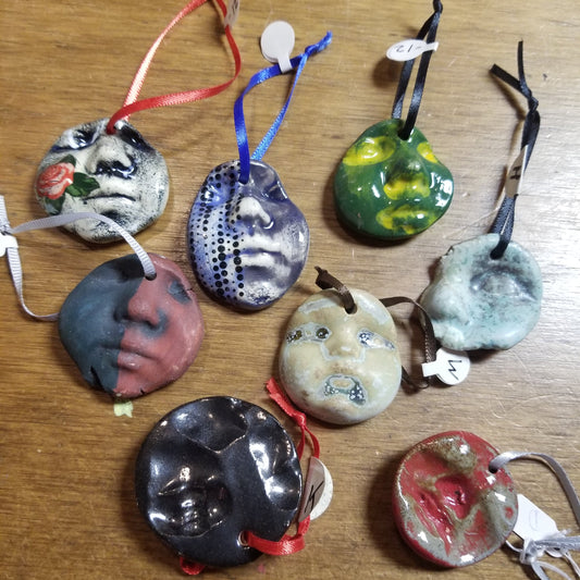 Doll Head CERAMIC PENDANT / ORNAMENTs by The Ceramery