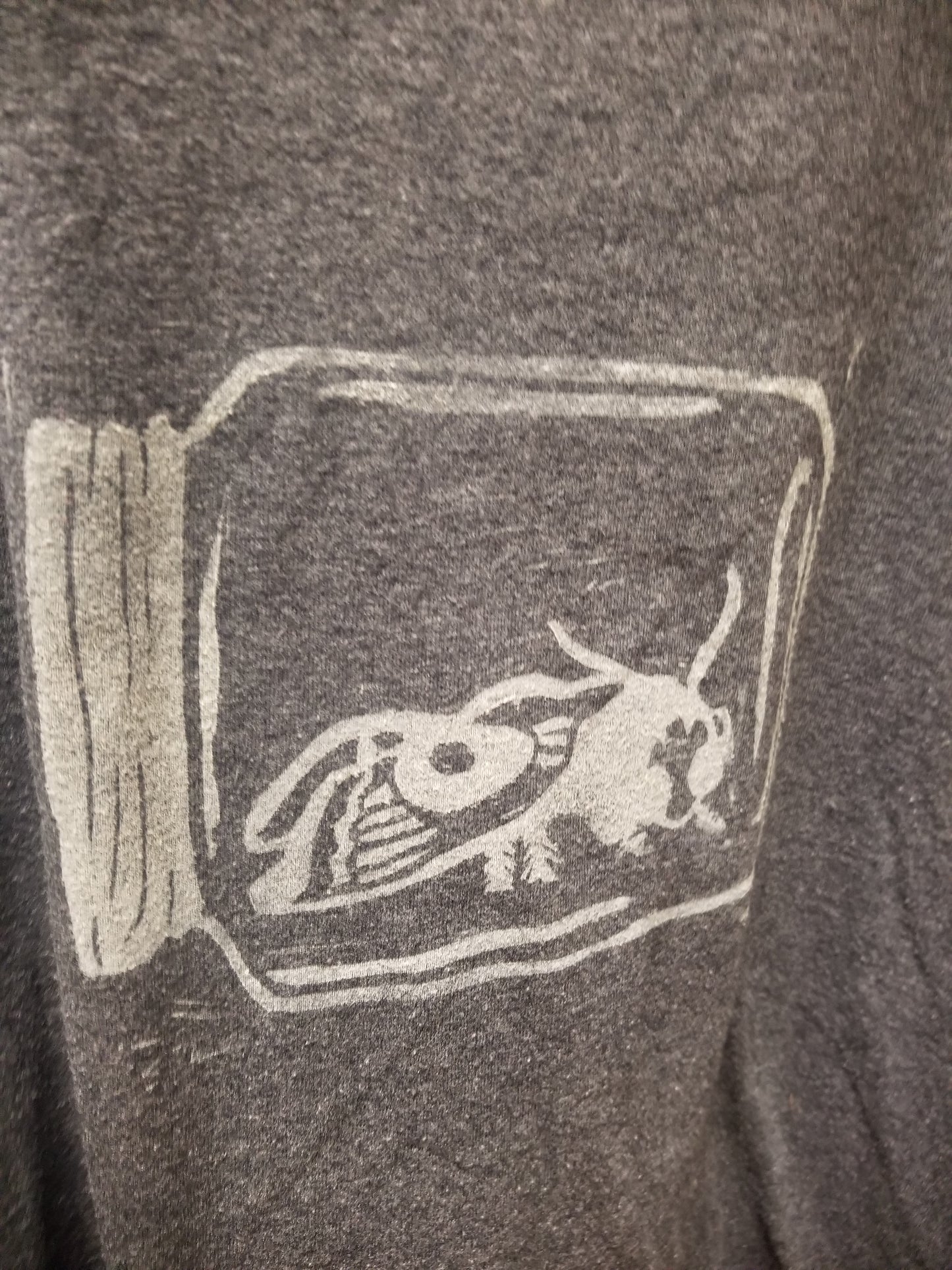 Gray Bug In A Jar Block Print Upcycled T SHIRT