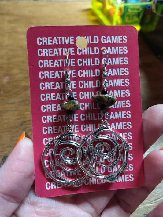 Unakite Swirl EARRINGS by Skullduggery Studio